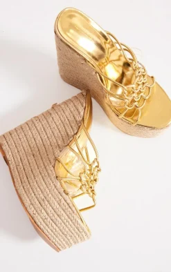 PrettyLittleThing Espadrilles*PU Knotted Twists High Heeled Espadrille Wedges