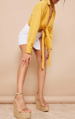 PrettyLittleThing Espadrilles*PU Metallic Strap Espadrille High Heeled Wedges