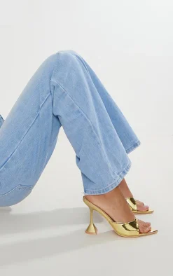 PrettyLittleThing Mules*Pu Patent Pointed Toe Square Mid Heeled Mules