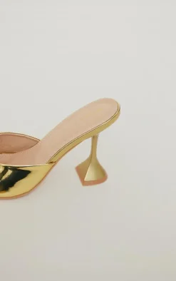 PrettyLittleThing Mules*Pu Patent Pointed Toe Square Mid Heeled Mules