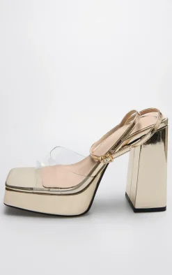 PrettyLittleThing Platforms*PU Perspex Strap Platform Heeled Sandal