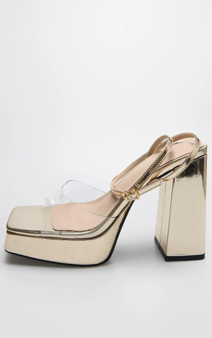 PrettyLittleThing Platforms*PU Perspex Strap Platform Heeled Sandal