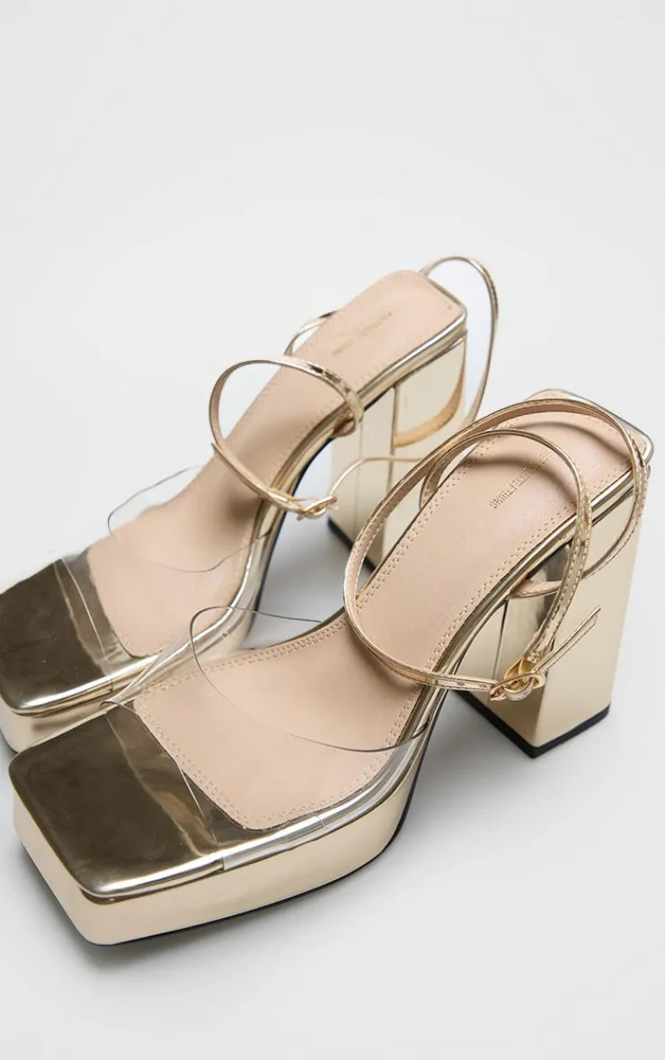 PrettyLittleThing Platforms*PU Perspex Strap Platform Heeled Sandal