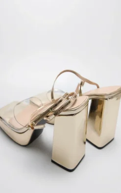 PrettyLittleThing Platforms*PU Perspex Strap Platform Heeled Sandal