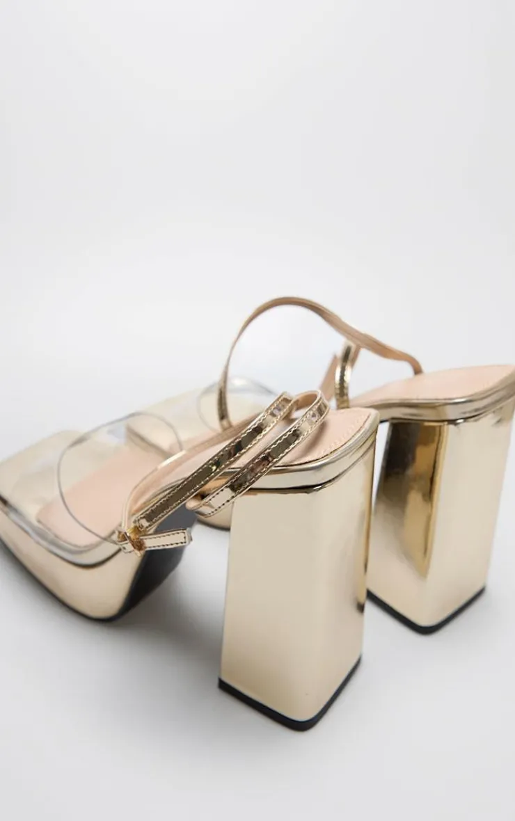 PrettyLittleThing Platforms*PU Perspex Strap Platform Heeled Sandal