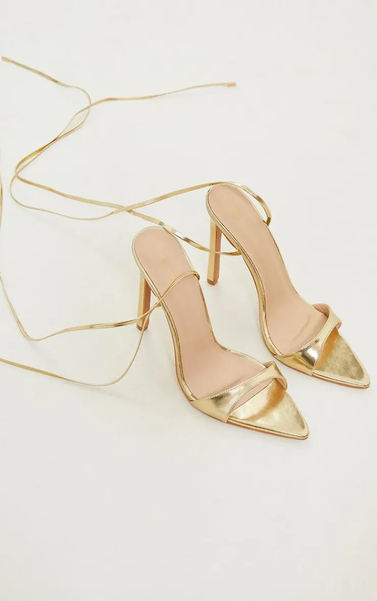 PrettyLittleThing High Heels*PU Point Toe Lace Up High Heeled Sandals