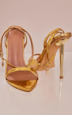 PrettyLittleThing High Heels*Pu Point Toe Lock Charm Heeled Sandals