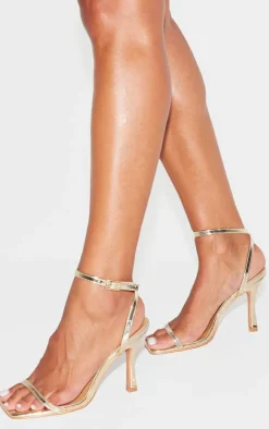 PrettyLittleThing Mid Heels*PU Square Toe Barely There Mid Heeled Sandals