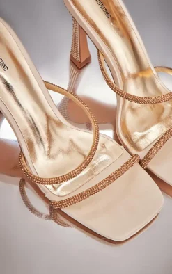PrettyLittleThing High Heels*PU Square Toe Diamante Spiral High Heeled Sandals