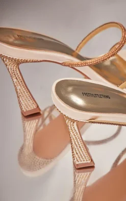 PrettyLittleThing High Heels*PU Square Toe Diamante Spiral High Heeled Sandals