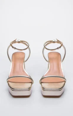 PrettyLittleThing Platforms*PU Square Toe Tube Barely There Strap Platform Heels