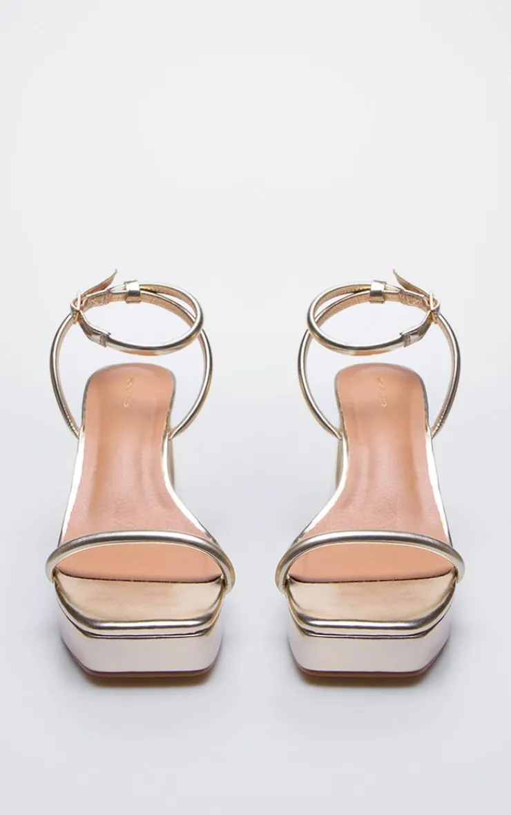 PrettyLittleThing Platforms*PU Square Toe Tube Barely There Strap Platform Heels