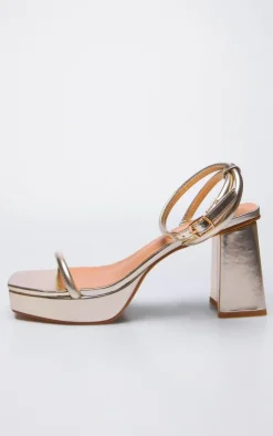 PrettyLittleThing Platforms*PU Square Toe Tube Barely There Strap Platform Heels
