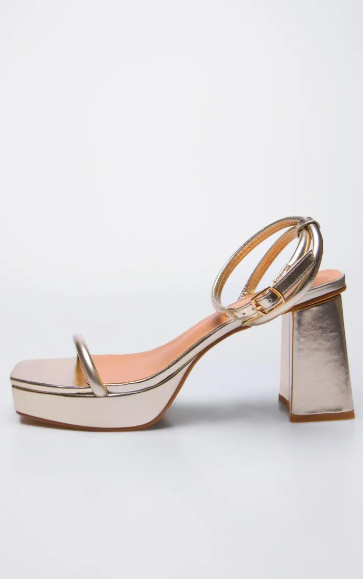 PrettyLittleThing Platforms*PU Square Toe Tube Barely There Strap Platform Heels