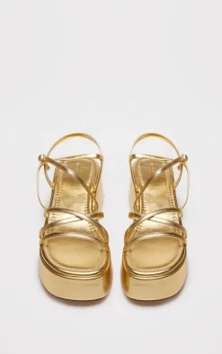 PrettyLittleThing Flatform Sandals*PU Strappy Cut Out Flatform Sandals
