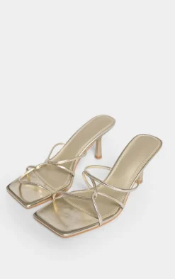 PrettyLittleThing Mules*PU Wide Fit Cross Over Strap Heeled Mules