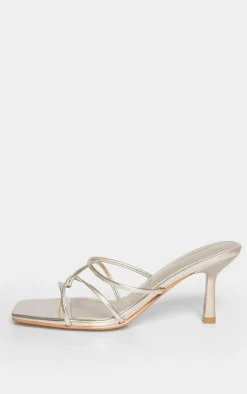 PrettyLittleThing Mules*PU Wide Fit Cross Over Strap Heeled Mules