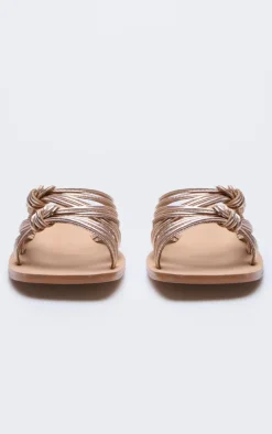 PrettyLittleThing Flat Sandals*Real Leather Knotted Strap Flat Sandals