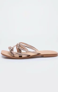 PrettyLittleThing Flat Sandals*Real Leather Knotted Strap Flat Sandals
