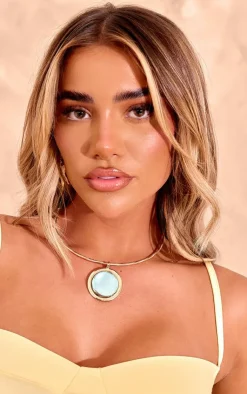 PrettyLittleThing Necklaces*Ribbed Oversized Gem Stone Choker
