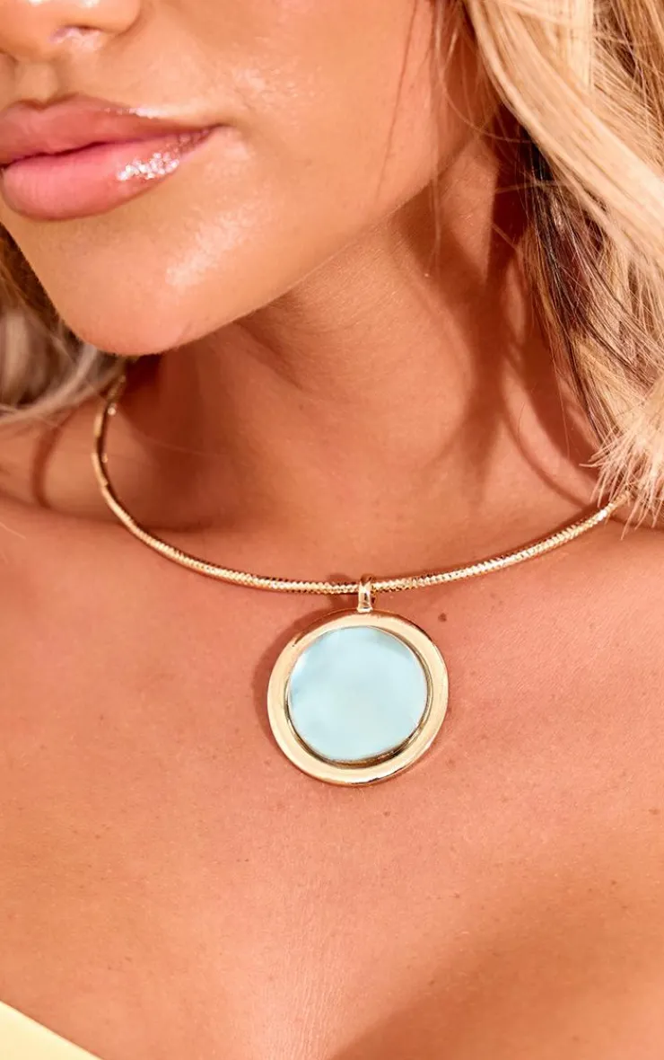 PrettyLittleThing Necklaces*Ribbed Oversized Gem Stone Choker