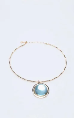 PrettyLittleThing Necklaces*Ribbed Oversized Gem Stone Choker