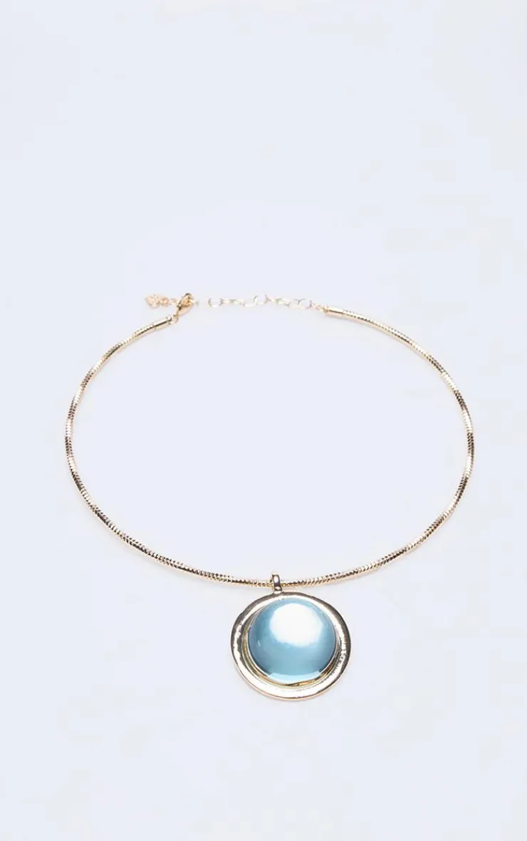 PrettyLittleThing Necklaces*Ribbed Oversized Gem Stone Choker