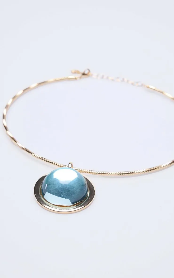 PrettyLittleThing Necklaces*Ribbed Oversized Gem Stone Choker