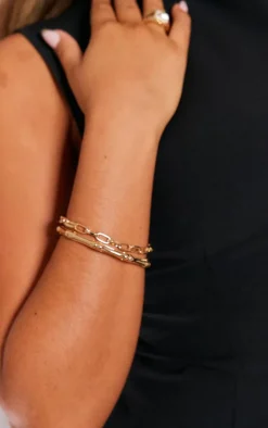 PrettyLittleThing Necklaces*Ridge Layered Chain Multipack Bangle