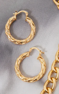 PrettyLittleThing Hoop Earrings*Rope Twist Textured Hoop Earrings