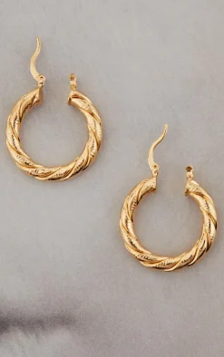 PrettyLittleThing Hoop Earrings*Rope Twist Textured Hoop Earrings
