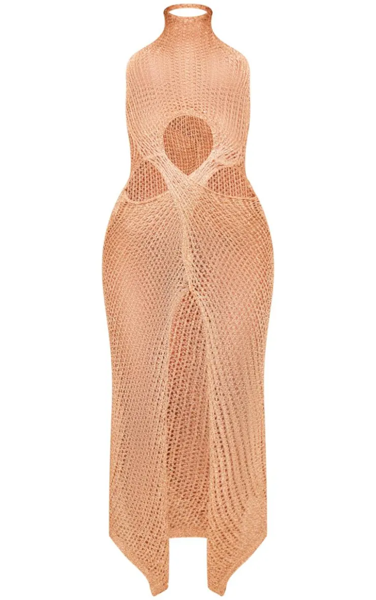 Sequin Knit Cut Out Maxi Dress-PrettyLittleThing Hot