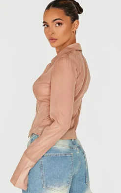 PrettyLittleThing Shirts*Sheer Chiffon Fitted Shirt