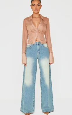 PrettyLittleThing Shirts*Sheer Chiffon Fitted Shirt
