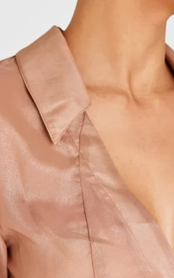 PrettyLittleThing Shirts*Sheer Chiffon Fitted Shirt