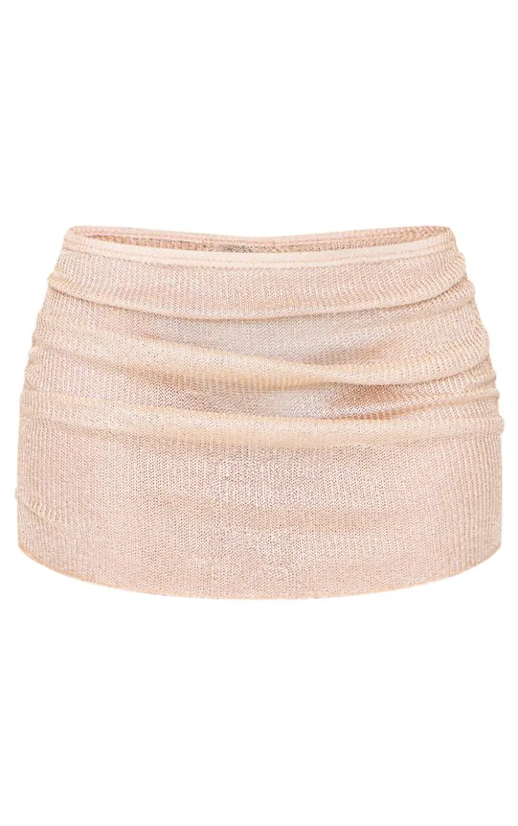 Sheer Sequin Knit Ruched Side Mini Skirt-PrettyLittleThing Outlet