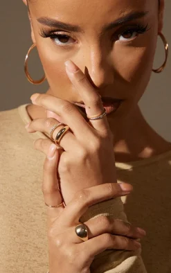 PrettyLittleThing Rings*Simple Curved Diamante 6 Ring Pack