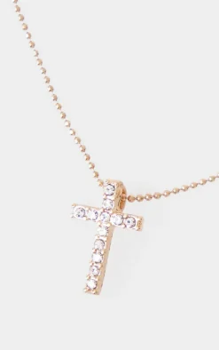 PrettyLittleThing Necklaces*Simple Dainty Diamante Cross Necklace
