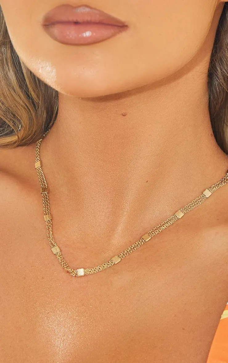 PrettyLittleThing Necklaces*Squared Hammered Textured Necklace