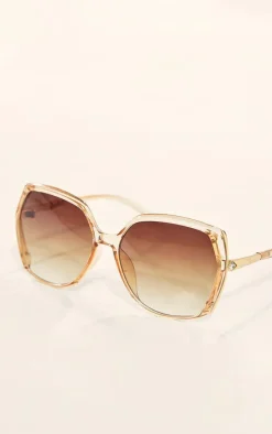 PrettyLittleThing Square Sunglasses*Squared Hammered Textured Sunglasses Chain