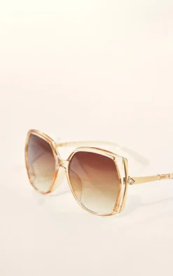 PrettyLittleThing Square Sunglasses*Squared Hammered Textured Sunglasses Chain