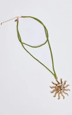 PrettyLittleThing Necklaces*Sun Detail Khaki Rope Necklace