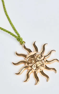 PrettyLittleThing Necklaces*Sun Detail Khaki Rope Necklace