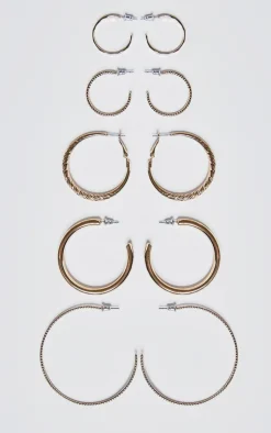 PrettyLittleThing Hoop Earrings*Textured Hoop Earrings Multipack