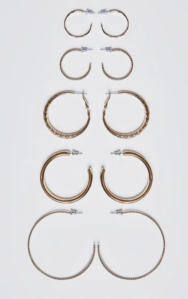 PrettyLittleThing Hoop Earrings*Textured Hoop Earrings Multipack