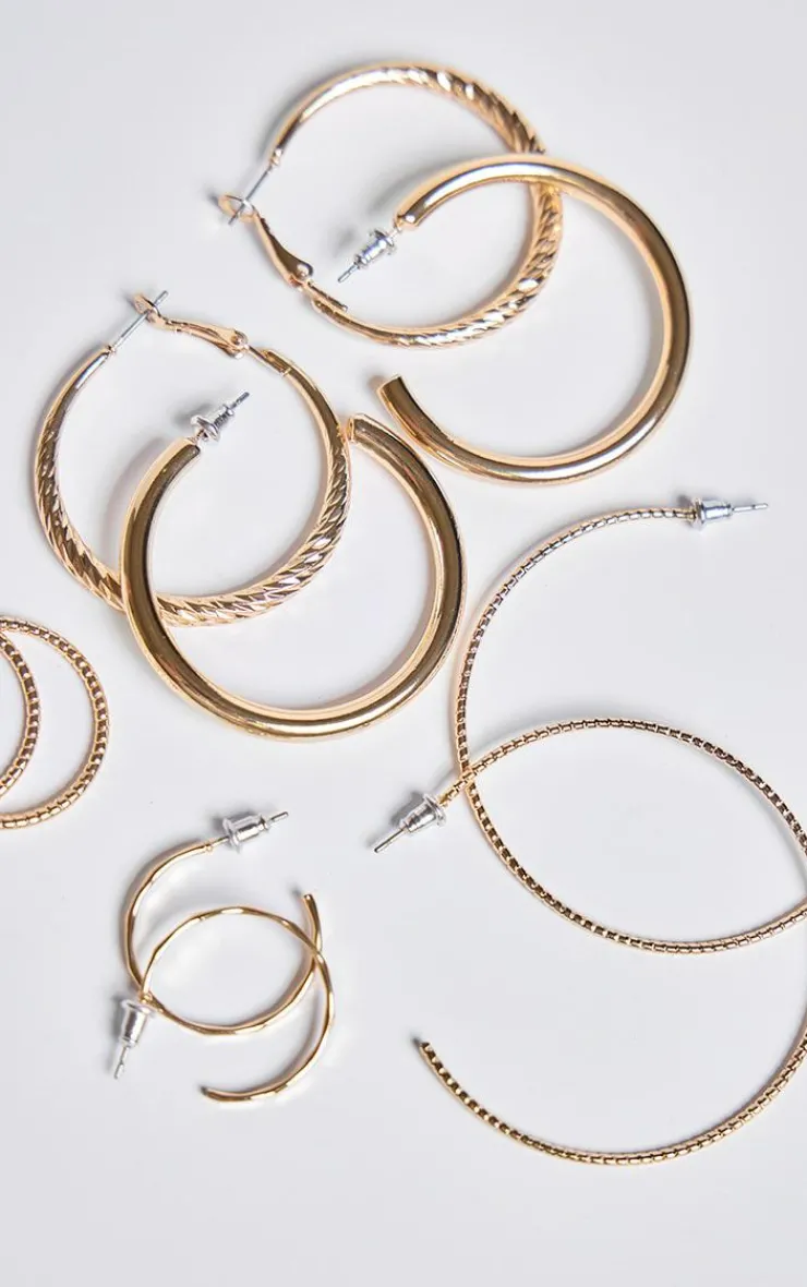 PrettyLittleThing Hoop Earrings*Textured Hoop Earrings Multipack