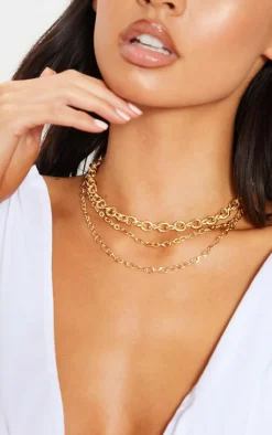 PrettyLittleThing Necklaces*Triple Chain Short Necklace
