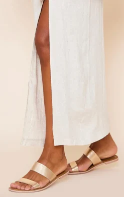 PrettyLittleThing Slides*Twin Strap Basic Leather Sandals