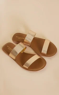 PrettyLittleThing Wide Fit Sandals*Wide Fit Leather Strappy Basic Sandals