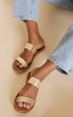 PrettyLittleThing Wide Fit Sandals*Wide Fit Leather Strappy Basic Sandals